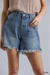 FASHNZFAB HIGH RISE DENIM SHORTS WITH RAW HEM