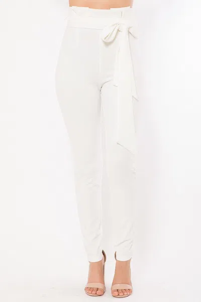 Fashnzfab High Waist Fashion Skinny Pants In White