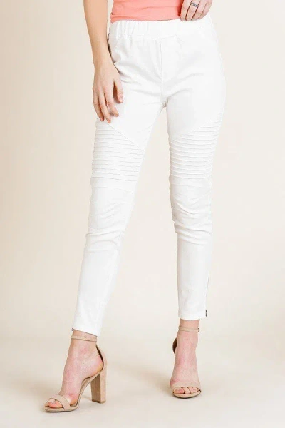 Fashnzfab High Waist Skinny Moto Pant In White