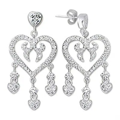 Fashnzfab High-polished 925 Sterling Silver Earrings With Aaa Grade Cz In Clear In Multi