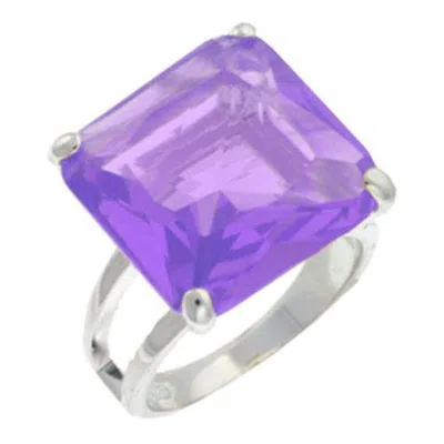 Fashnzfab High-polished 925 Sterling Silver Ring With Aaa Grade Cz In Amethyst In Pink