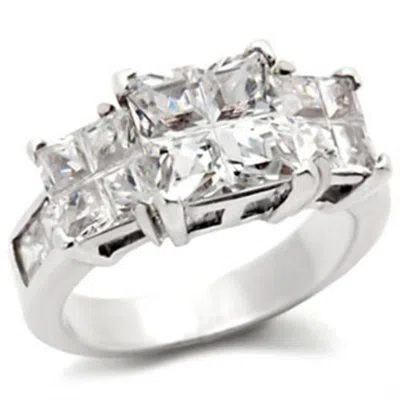 Fashnzfab High-polished 925 Sterling Silver Ring With Aaa Grade Cz In Clear
