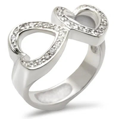 Fashnzfab High-polished 925 Sterling Silver Ring With Aaa Grade Cz In Clear