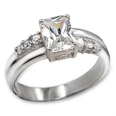 Fashnzfab High-polished 925 Sterling Silver Ring With Aaa Grade Cz In Clear In Multi