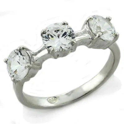 Fashnzfab High-polished 925 Sterling Silver Ring With Aaa Grade Cz In Clear In Multi