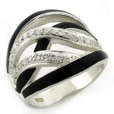 Fashnzfab High-polished 925 Sterling Silver Ring With Aaa Grade Cz In Clear In Multi