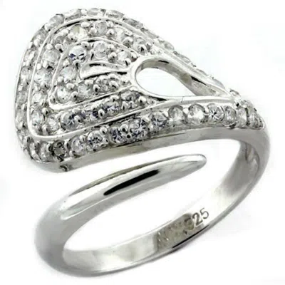 Fashnzfab High-polished 925 Sterling Silver Ring With Aaa Grade Cz In Clear In Multi