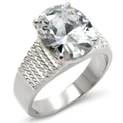 Fashnzfab High-polished 925 Sterling Silver Ring With Aaa Grade Cz In Clear In Neutral