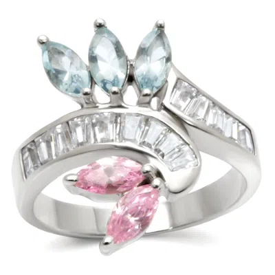 Fashnzfab High-polished 925 Sterling Silver Ring With Aaa Grade Cz In Multi Color