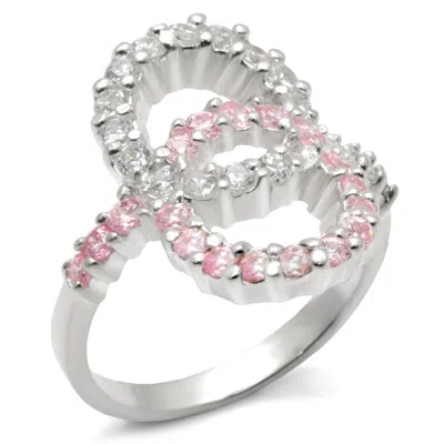 Fashnzfab High-polished 925 Sterling Silver Ring With Aaa Grade Cz In Rose
