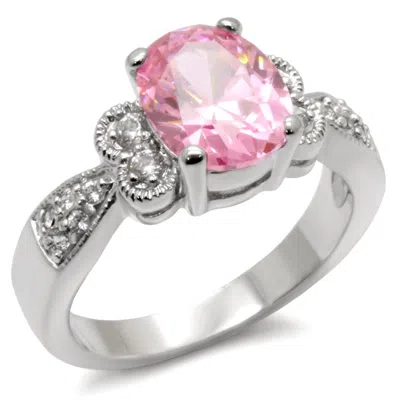 Fashnzfab High-polished 925 Sterling Silver Ring With Aaa Grade Cz In Rose