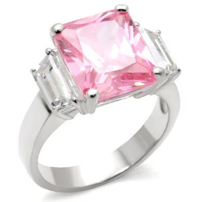 Fashnzfab High-polished 925 Sterling Silver Ring With Aaa Grade Cz In Rose In Gray