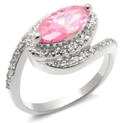 Fashnzfab High-polished 925 Sterling Silver Ring With Aaa Grade Cz In Rose In Metallic