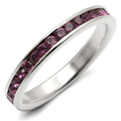 Fashnzfab High-polished 925 Sterling Silver Ring With Top Grade Crystal In Amethyst In Multi