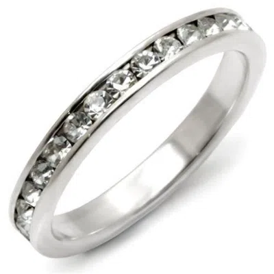 Fashnzfab High-polished 925 Sterling Silver Ring With Top Grade Crystal In Clear In Pink