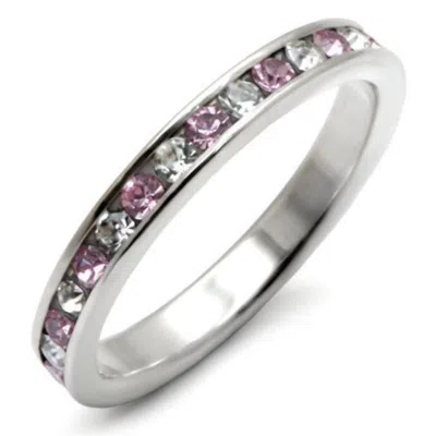 Fashnzfab High-polished 925 Sterling Silver Ring With Top Grade Crystal In Light Amethyst In Multi