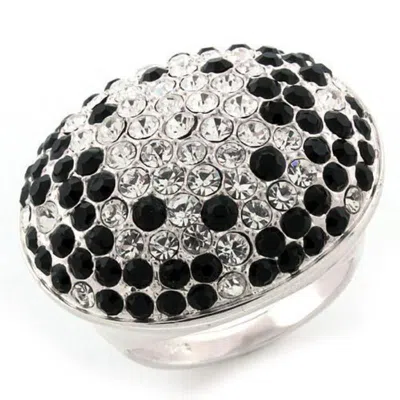 Fashnzfab High-polished 925 Sterling Silver Ring With Top Grade Crystal In Multi Color