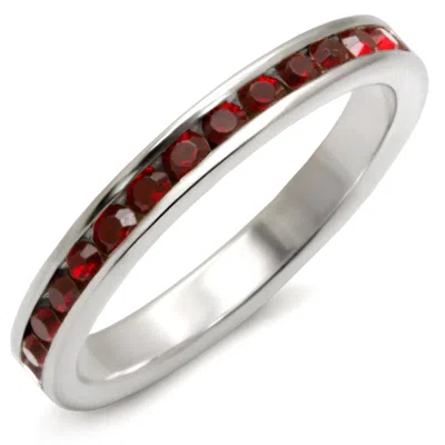 Fashnzfab High-polished 925 Sterling Silver Ring With Top Grade Crystal In Siam In Neutral