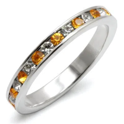 Fashnzfab High-polished 925 Sterling Silver Ring With Top Grade Crystal In Topaz In Multi
