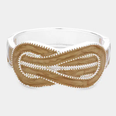 Fashnzfab Hinged Enamel Bracelet Brown
