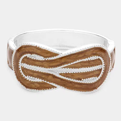 Fashnzfab Hinged Enamel Bracelet Dark Brown
