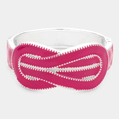 Fashnzfab Hinged Enamel Bracelet Pink