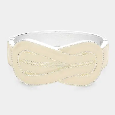 Fashnzfab Hinged Enamel Bracelet White In Gold