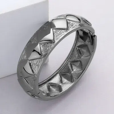 Fashnzfab Hinged Metal Bangle Bracelet - Hematite In Gray
