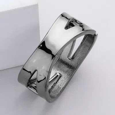 Fashnzfab Hinged Metal Bangle Bracelet In Metallic