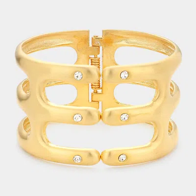 Fashnzfab Hinged Metal Bracelet Matte Gold In Multi