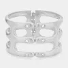 Fashnzfab Hinged Metal Bracelet Matte Silver In Silver