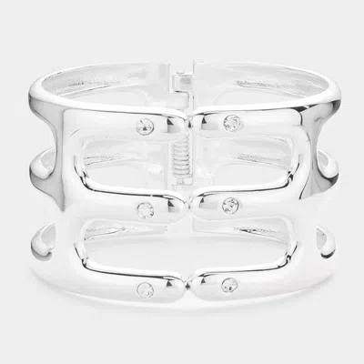 Fashnzfab Hinged Metal Cage Bracelet Rhodium In Multi