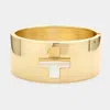 Fashnzfab Hinged Metal Square Cross Bracelet Gold In Gold