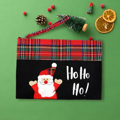 Fashnzfab Ho Ho Ho Letter Santa Christmas Pouch Bag In Multi
