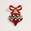 Fashnzfab Holiday Bow Pearl Ornament Pin Brooch In Red