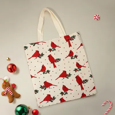 Fashnzfab Holiday Cardinal Pattern Printed Tote Bag In Multi