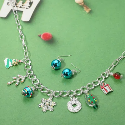 Fashnzfab Holiday Charm Station Necklace In Metallic