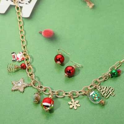 Fashnzfab Holiday Charm Station Necklace In Multi