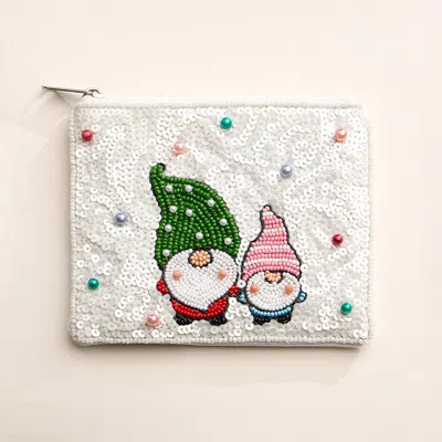 Fashnzfab Holiday Gnomes Seed Beaded Mini Pouch Bag In Multi