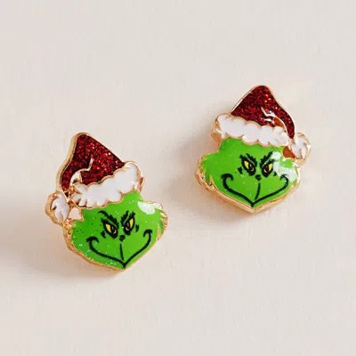 Fashnzfab Holiday Green Monster Stud Earrings