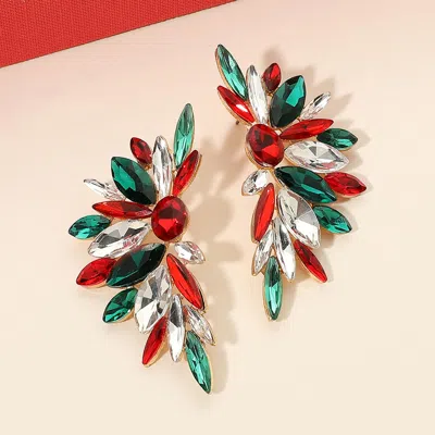 Fashnzfab Holiday Marquise Stone Cluster Embellished Earrings In Multi
