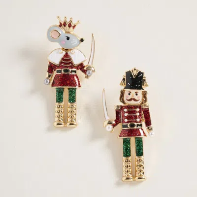 Fashnzfab Holiday Mismatch Mouse King Nutcracker Earrings In Black