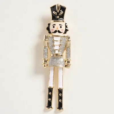 Fashnzfab Holiday Nutcracker Soldier Pin Brooch In Black