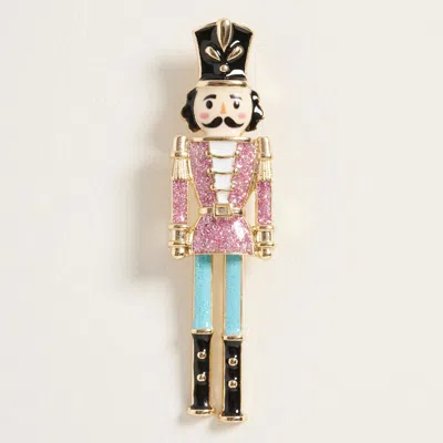 Fashnzfab Holiday Nutcracker Soldier Pin Brooch In Gold