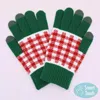 Fashnzfab Holiday Plaid Pattern Smart Touch Winter Gloves In Green