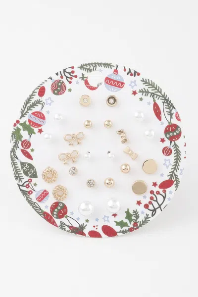 Fashnzfab Holiday Stud Earrings Set In Multi