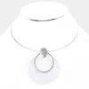 Fashnzfab Hollow Round Mother Of Pearl Metal Choker Necklace In Metallic