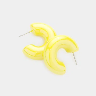 Fashnzfab Hologram 1.2 Inch Hoop Earrings In Yellow