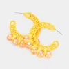 Fashnzfab Hologram Ball Pointed Colored Chain Hoop Earrings In Yellow