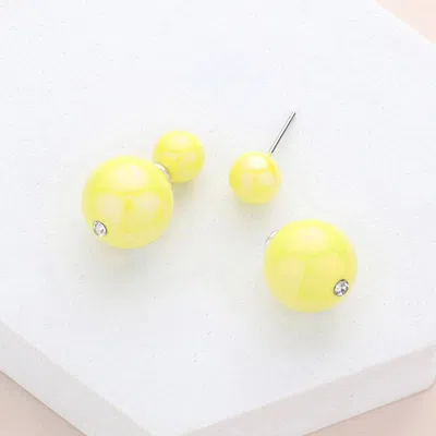 Fashnzfab Hologram Ball Stud Double Sided Peekaboo Earrings In Silver
